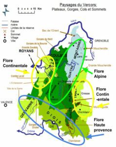 carte du Vercors, zone de production de miel